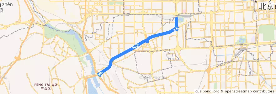 Mapa del recorrido Bus 662: 云岗101所 => 长椿街路口西 de la línea  en Fengtai District.