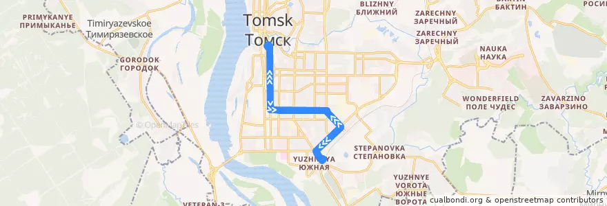 Mapa del recorrido Трамвайный маршрут № 2 de la línea  en городской округ Томск.