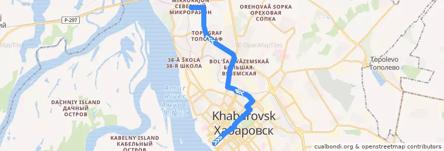 Mapa del recorrido Автобус 4: Комсомольская площадь - Северный микрорайон de la línea  en ハバロフスク地区.
