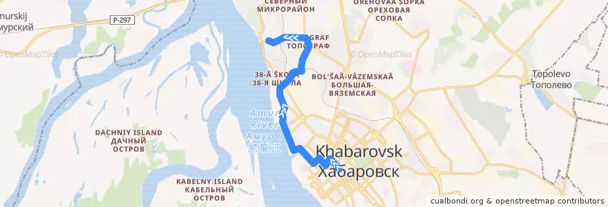 Mapa del recorrido Автобус 17: Госбанк - Спиртзавод de la línea  en городской округ Хабаровск.