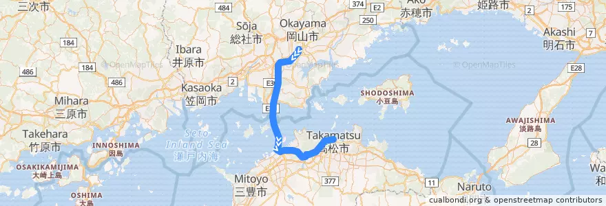 Mapa del recorrido マリンライナー (Marine Liner) de la línea  en 日本.
