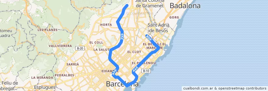 Mapa del recorrido L4: La Pau => Trinitat Nova de la línea  en Barcelona.