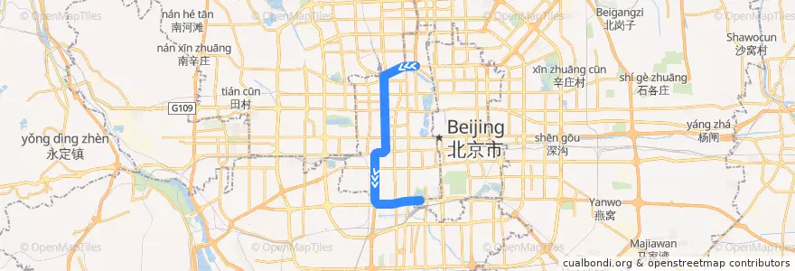 Mapa del recorrido Bus 特12: 永定门长途汽车站 => 永定门长途汽车站 de la línea  en Pequim.