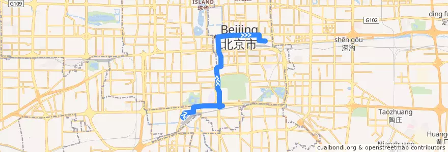Mapa del recorrido Bus 203: 北京南站 => 北京站东 de la línea  en 北京市.