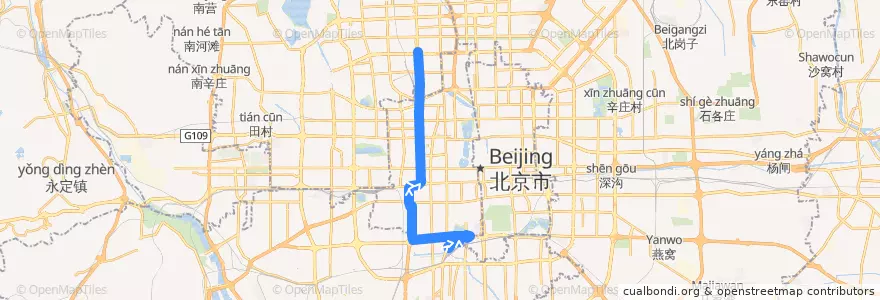 Mapa del recorrido Bus 84: 北京南站 => 地铁北土城站 de la línea  en Peking.