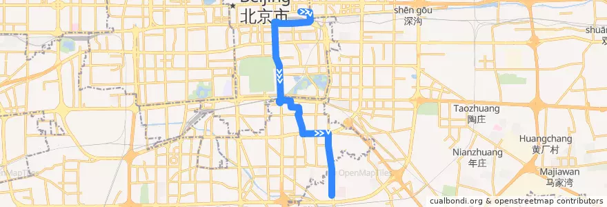 Mapa del recorrido Bus 25: 北京站东 => 城外诚 de la línea  en 베이징시.