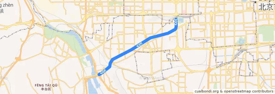 Mapa del recorrido Bus 662: 长椿街路口西 => 云岗101所 de la línea  en Fengtai District.