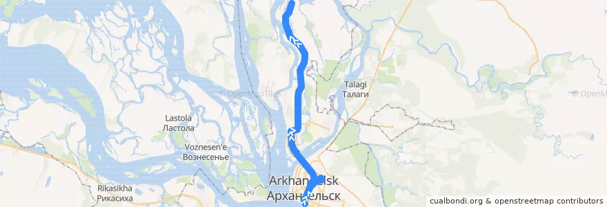 Mapa del recorrido Автобус 70: Морской-речной вокзал - Экономия de la línea  en アルハンゲリスク管区.