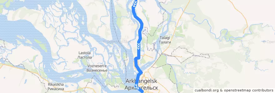 Mapa del recorrido Автобус 9 de la línea  en アルハンゲリスク管区.