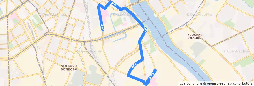 Mapa del recorrido Автобус № 58: Атаманская улица => Хрустальная улица de la línea  en Санкт-Петербург.