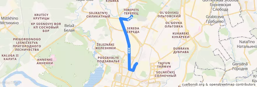 Mapa del recorrido Автобус №19: микрорайон Терепец -> Калуга-1 de la línea  en городской округ Калуга.