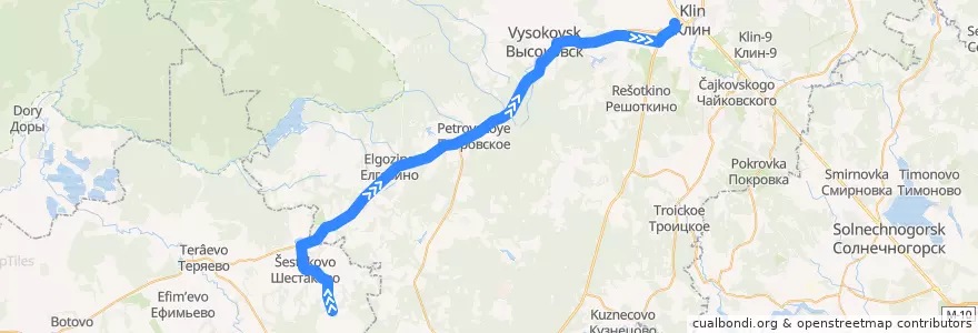 Mapa del recorrido Автобус №55: Шанино - Клин de la línea  en городской округ Клин.