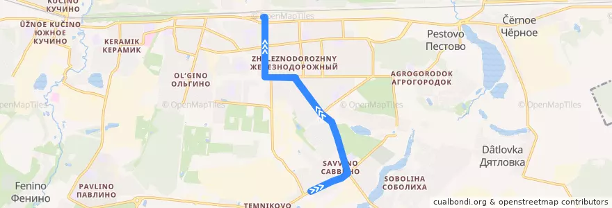 Mapa del recorrido Автобус 1: Саввино - станция Железнодорожная de la línea  en городской округ Балашиха.