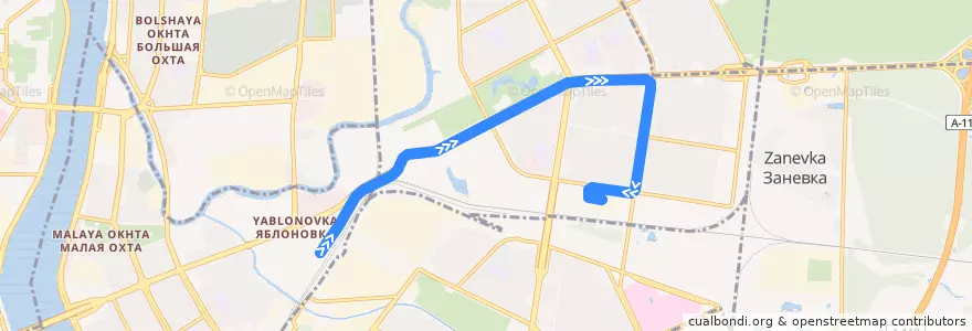 Mapa del recorrido Трамвай № 8: станция метро «Ладожская» => Хасанская улица de la línea  en округ Пороховые.
