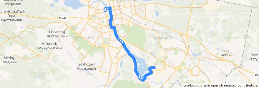 Mapa del recorrido Автобус 19. Метро Площадь 1905-го года - Поликлиника de la línea  en Yekaterinburg Municipality.