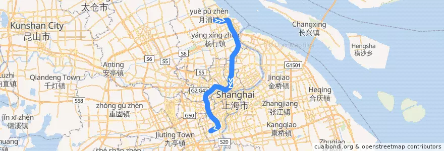 Mapa del recorrido Metro 3号线: 江杨北路 → 上海南站 de la línea  en Shanghai.