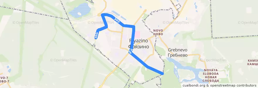 Mapa del recorrido Автобус 13: Улица Нахимова — Полевая улица de la línea  en городской округ Фрязино.