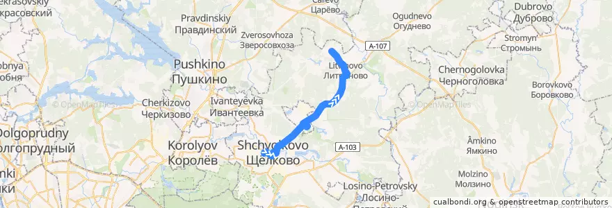Mapa del recorrido Автобус № 20: Орлово → Щёлково de la línea  en городской округ Щёлково.