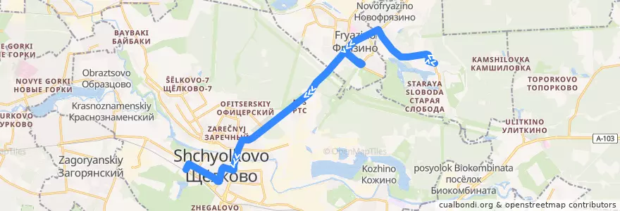 Mapa del recorrido Автобус № 23: Новая Слобода → Щёлково de la línea  en городской округ Щёлково.