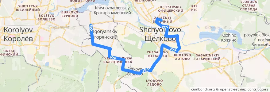 Mapa del recorrido Автобус 24: Загорянский => Щёлково de la línea  en городской округ Щёлково.