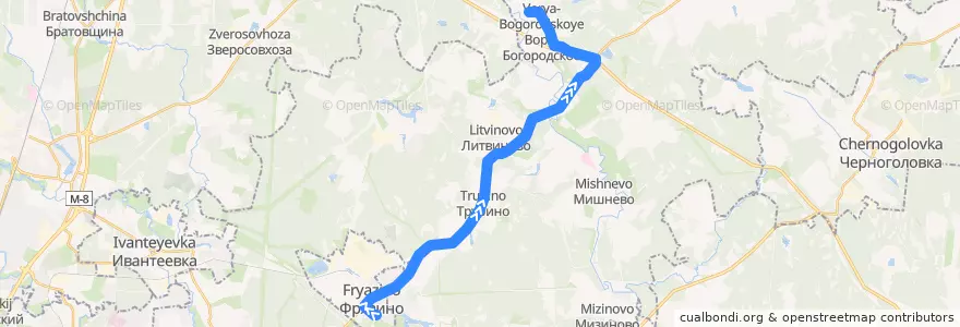 Mapa del recorrido Автобус 29: Фрязино — Дом отдыха «Щёлково» de la línea  en городской округ Щёлково.