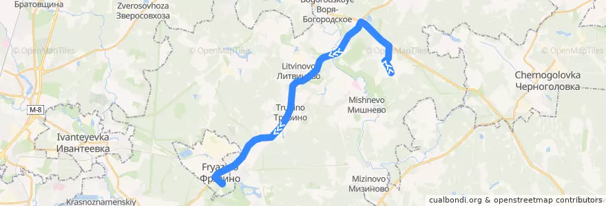 Mapa del recorrido Автобус 39: Алексеевка — Фрязино de la línea  en городской округ Щёлково.