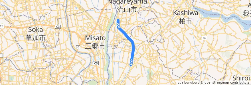 Mapa del recorrido 総武流山電鉄 de la línea  en 千葉県.