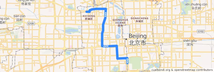 Mapa del recorrido Bus 7: 五间楼 => 动物园 de la línea  en 西城区.