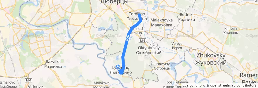 Mapa del recorrido Автобус №29: Лыткарино - платформа Томилино de la línea  en Oblast' di Mosca.