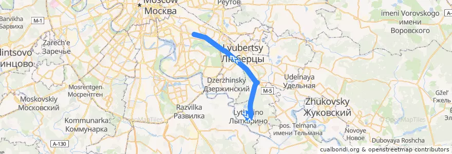 Mapa del recorrido Автобус №348: Лыткарино - метро Кузьминки de la línea  en Distretto Federale Centrale.