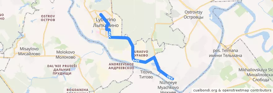 Mapa del recorrido Автобус №83: Верхнее Мячково - Лыткарино de la línea  en городской округ Лыткарино.
