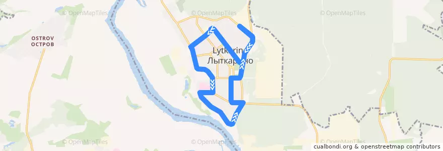 Mapa del recorrido Автобус №1: Автостанция - Набережная улица de la línea  en городской округ Лыткарино.