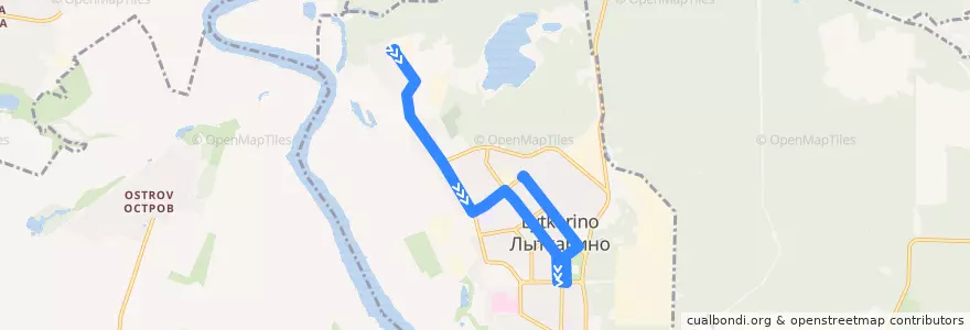 Mapa del recorrido Автобус №2: Петровское - Автостанция de la línea  en городской округ Лыткарино.
