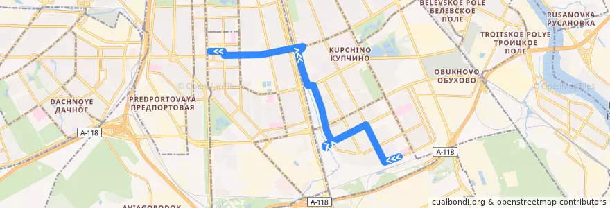 Mapa del recorrido Троллейбус № 47: Малая Балканская улица => станция метро «Московская» de la línea  en Санкт-Петербург.