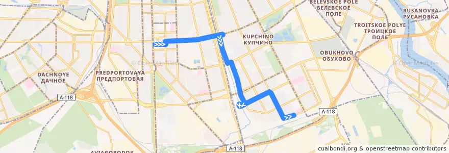 Mapa del recorrido Троллейбус № 47: станция метро «Московская» => Малая Балканская улица de la línea  en Санкт-Петербург.