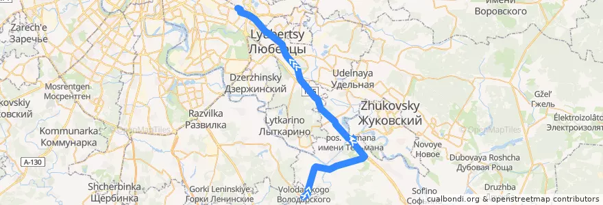 Mapa del recorrido Автобус №351: Посёлок Володарского - Москва (а/с Выхино) de la línea  en Oblast Moskau.