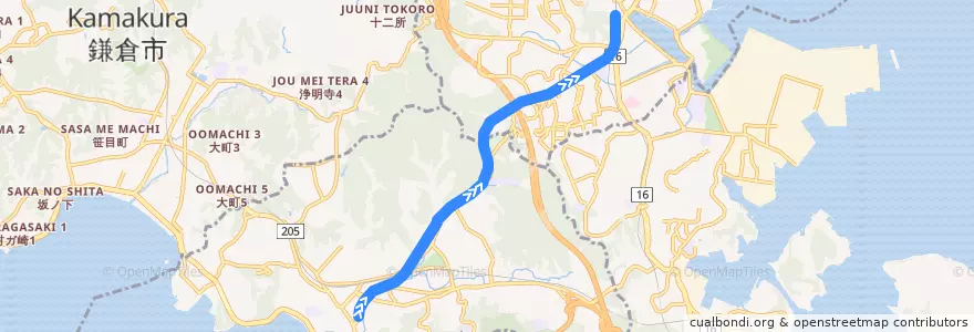 Mapa del recorrido 京浜急行電鉄逗子線 (Keikyū Zushi-sen) de la línea  en 神奈川県.
