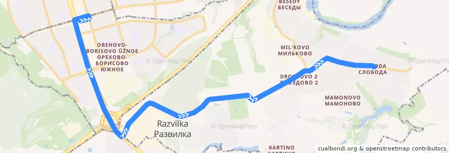 Mapa del recorrido Автобус 355: метро Домодедовская - Слобода de la línea  en Centraal Federaal District.
