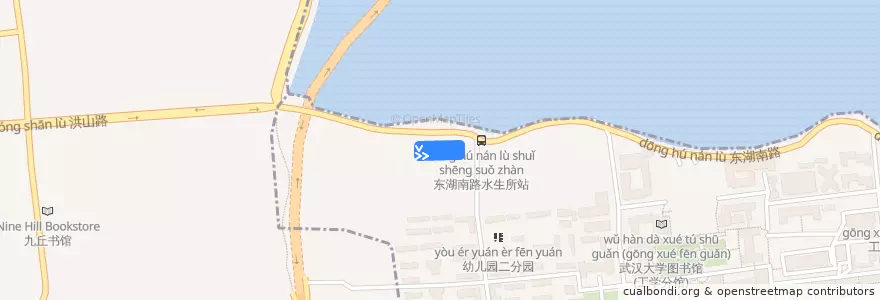 Mapa del recorrido 402 de la línea  en Wuchang.