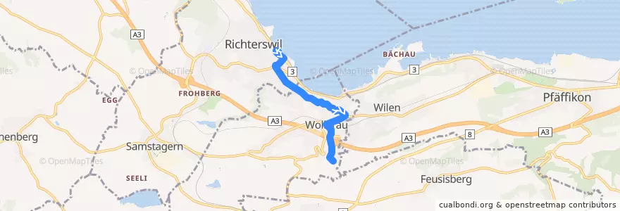 Mapa del recorrido Bus 176: Richterswil, Bahnhof => Wollerau, Roos de la línea  en Schweiz/Suisse/Svizzera/Svizra.