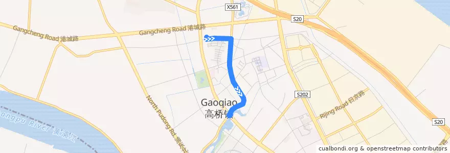 Mapa del recorrido 外高桥3 de la línea  en 푸둥 신구.