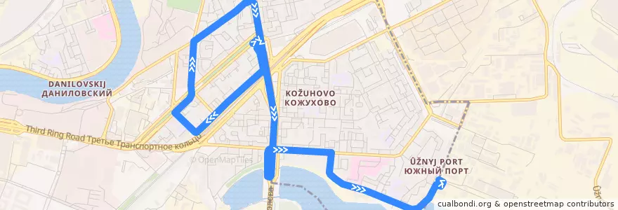 Mapa del recorrido Автобус 8: Велозаводская улица - Южный порт de la línea  en Москва.