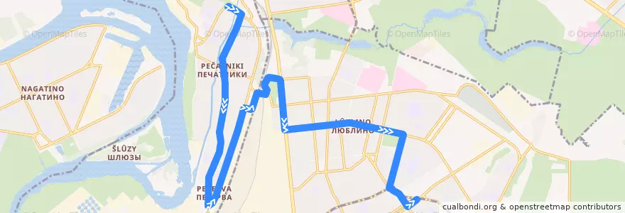 Mapa del recorrido Автобус 30: Метро "Печатники" - Цимлянская улица de la línea  en Юго-Восточный административный округ.