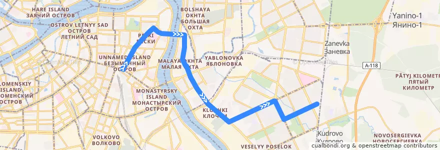 Mapa del recorrido Троллейбус № 33: Суворовский проспект => проспект Солидарности de la línea  en San Petersburgo.