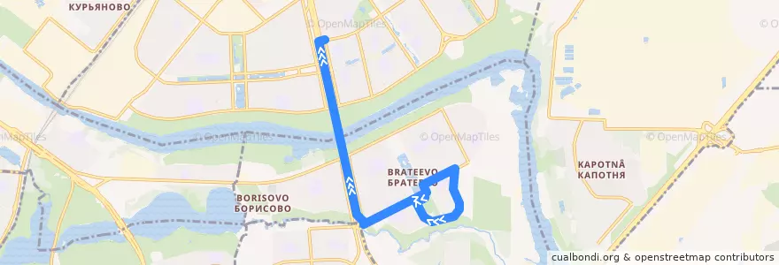 Mapa del recorrido Автобус 128: Метро "Алма-Атинская" - Метро "Марьино" de la línea  en Южный административный округ.