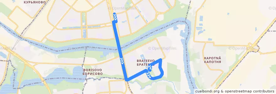 Mapa del recorrido Автобус 128: Метро "Марьино" - Метро "Алма-Атинская" de la línea  en Южный административный округ.