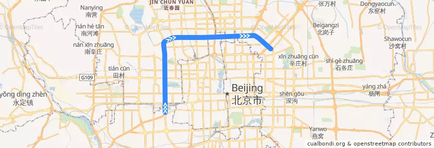Mapa del recorrido Bus 300: 草桥 => 草桥 de la línea  en Beijing.