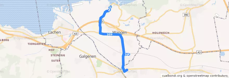 Mapa del recorrido Bus 522: Nuolen, Kirche => Siebnen, Schulhaus de la línea  en Wangen (SZ).