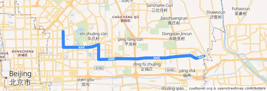 Mapa del recorrido Bus 675: 通州李庄 => 左家庄 de la línea  en 朝阳区 / Chaoyang.