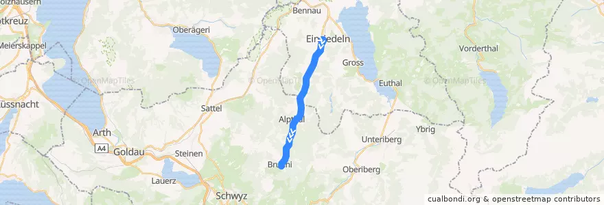 Mapa del recorrido Bus 554: Einsiedeln, Bahnhof => Brunni SZ, Talstation LBH de la línea  en Schwyz.